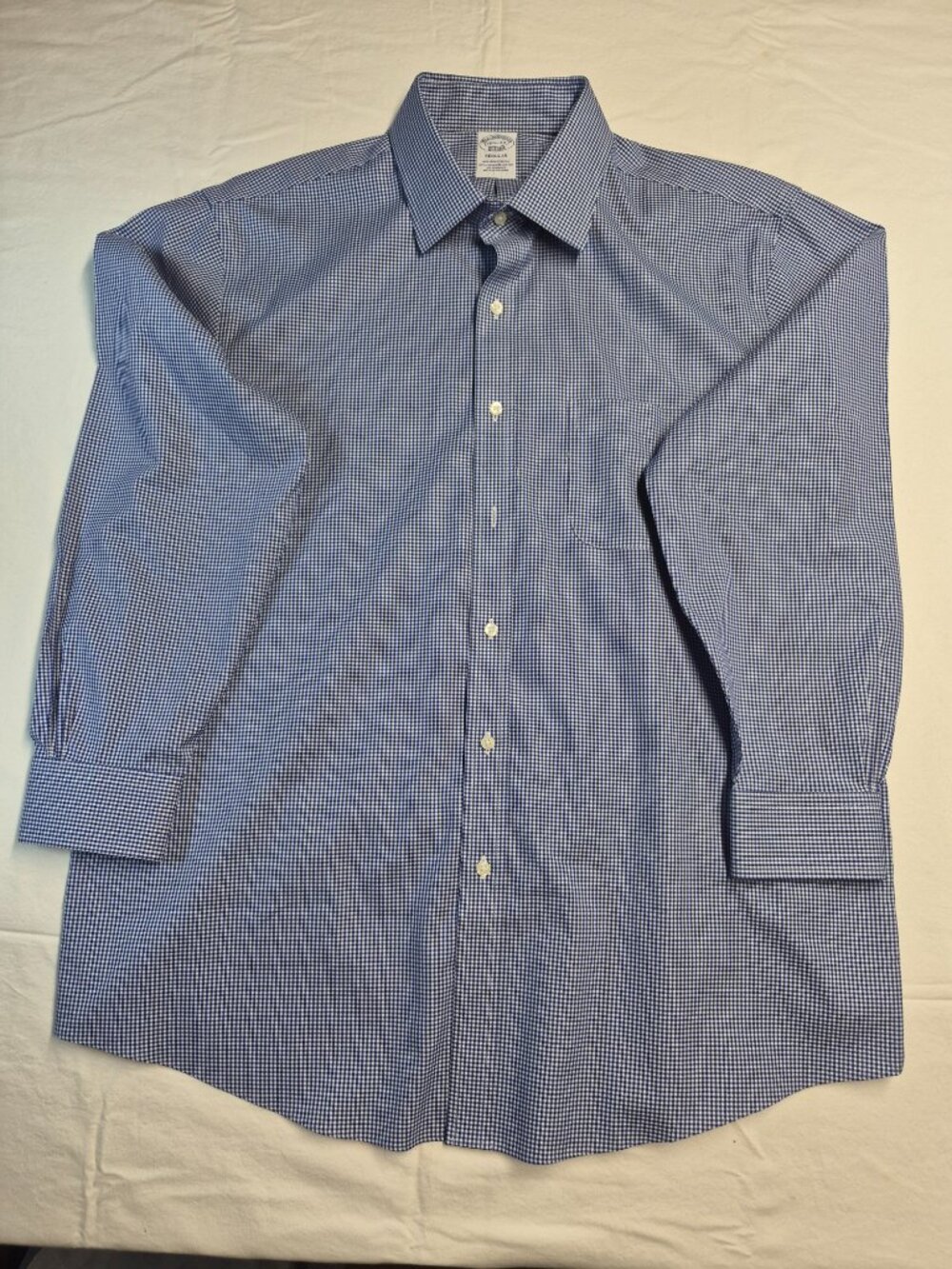 Brooks Brothers 16.5 33 Supima Blue Gingham Non Iron Shirt MC22